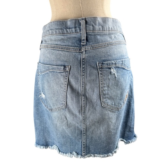 Express Light Blue Distressed Pencil Skirt - Picture 3 of 4